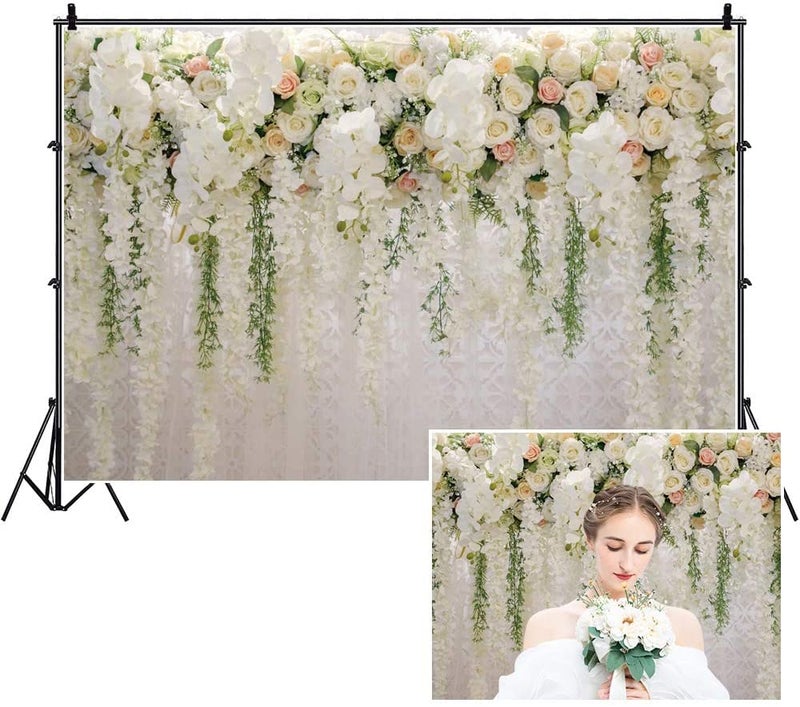Yeele Floral Flowers Wall Photography Backdrop,Yeele 10x6.5ft Wedding Photos Backdrop,Anniversary Ceremony Bridal Shower Wedding Reception Birthday Party Dessert Table Decorations Banner Photographic Studio - Image 1